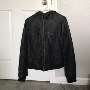 Classic bomber leather jacket